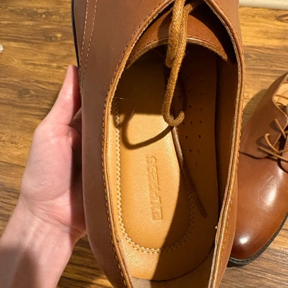 Express Men's Cognac Leather Derby Shoes